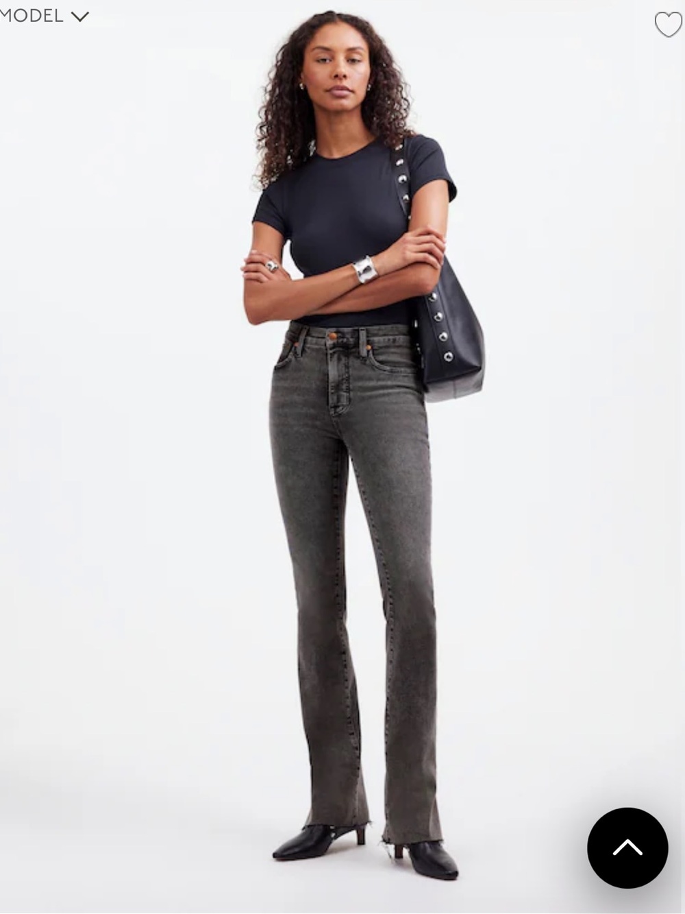 NWT Madewell Black Denim Jeans Kick Out Full Length Stretch Mid Rise Size 31